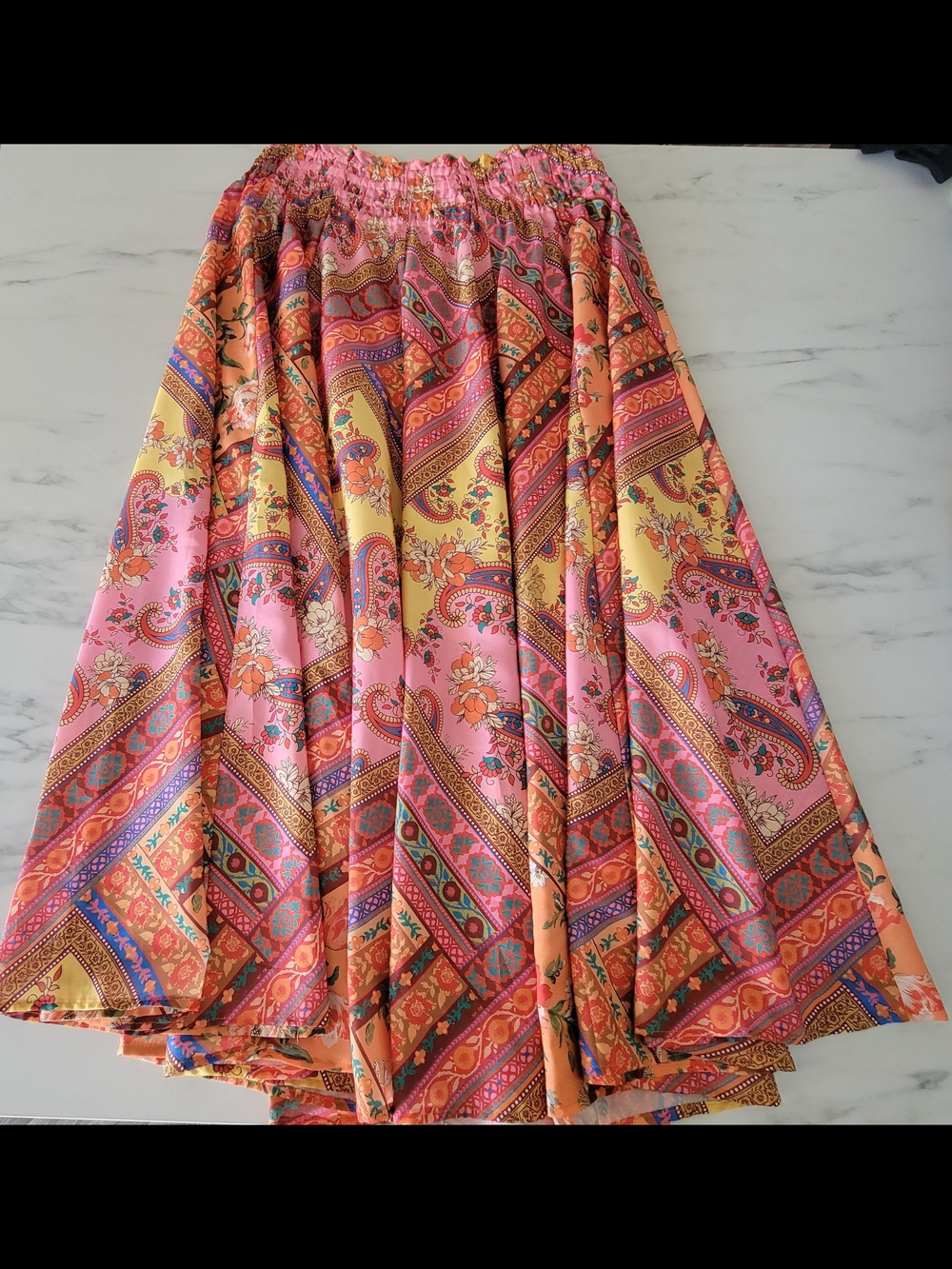 Calypso St Barth Patchwork Paisley Boho Maxi Skirt Womens Large Pink Orange L